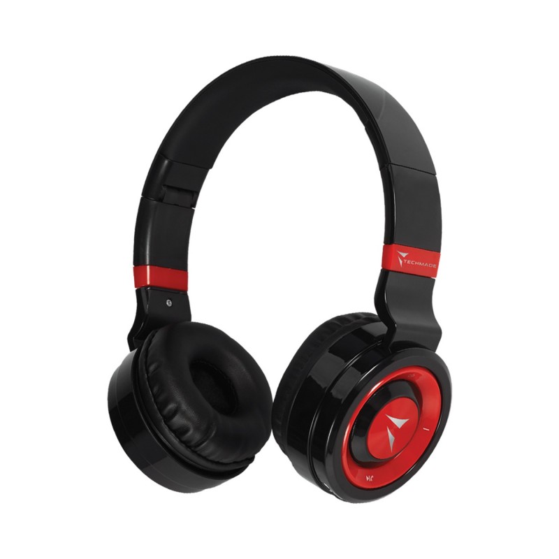 Techmade TM-046-RD cuffia e auricolare Con cavo e senza cavo A Padiglione MUSICA Micro-USB Bluetooth Nero, Rosso