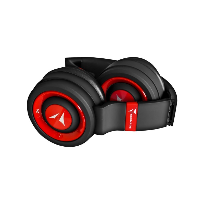 Techmade TM-046-RD cuffia e auricolare Con cavo e senza cavo A Padiglione MUSICA Micro-USB Bluetooth Nero, Rosso