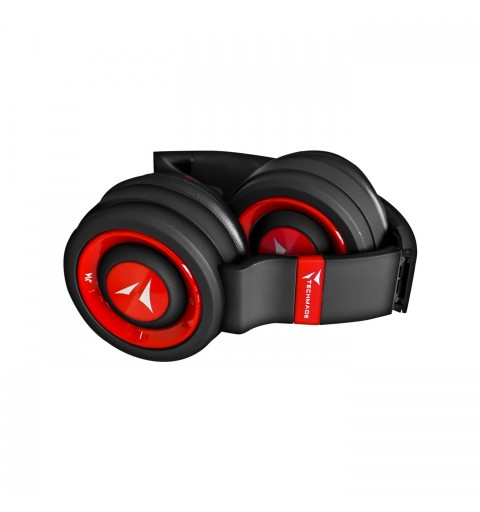 Techmade TM-046-RD cuffia e auricolare Con cavo e senza cavo A Padiglione MUSICA Micro-USB Bluetooth Nero, Rosso