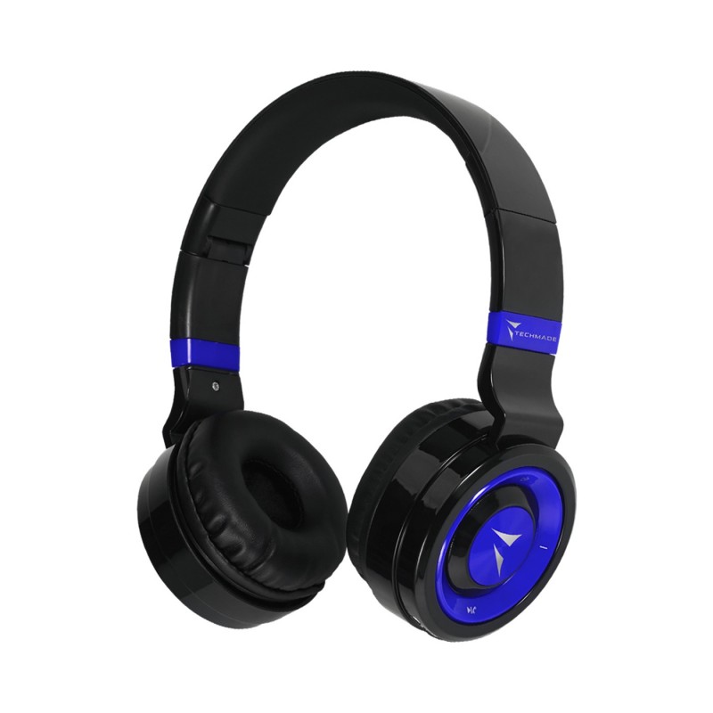 Techmade TM-046-BL cuffia e auricolare Con cavo e senza cavo A Padiglione MUSICA Micro-USB Bluetooth Nero, Blu