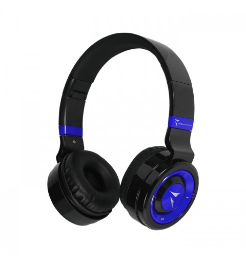 Techmade TM-046-BL cuffia e auricolare Con cavo e senza cavo A Padiglione MUSICA Micro-USB Bluetooth Nero, Blu