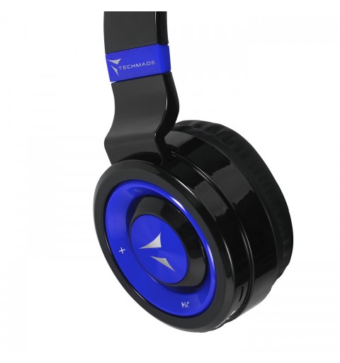 Techmade TM-046-BL cuffia e auricolare Con cavo e senza cavo A Padiglione MUSICA Micro-USB Bluetooth Nero, Blu