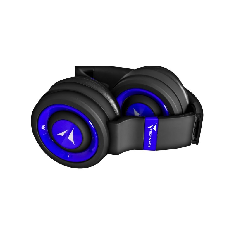 Techmade TM-046-BL cuffia e auricolare Con cavo e senza cavo A Padiglione MUSICA Micro-USB Bluetooth Nero, Blu