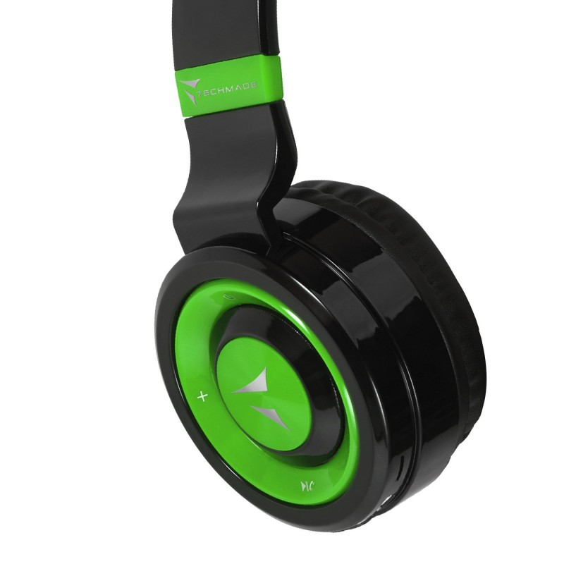 Techmade TM-046-GR cuffia e auricolare Con cavo e senza cavo A Padiglione MUSICA Micro-USB Bluetooth Nero, Verde