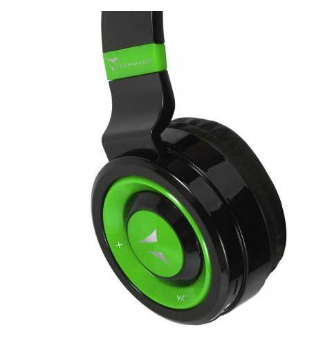 Techmade TM-046-GR headphones headset Wired & Wireless Head-band Music Micro-USB Bluetooth Black, Green