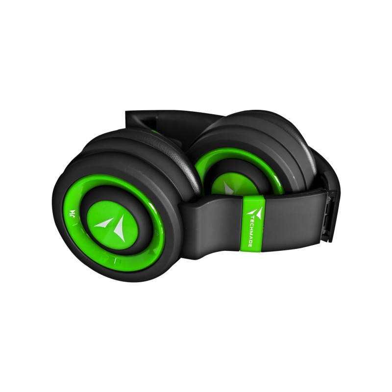 Techmade TM-046-GR headphones headset Wired & Wireless Head-band Music Micro-USB Bluetooth Black, Green