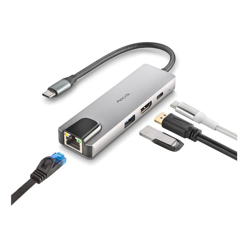 NGS NGS-HUB-0140 Schnittstellen-Hub USB 2.0 Type-C 5000 Mbit s Aluminium, Schwarz