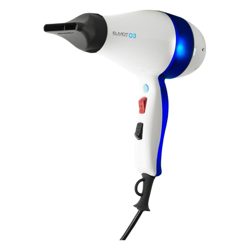 Elmot O3 OSSIGENO ATTIVO Asciugacapelli Professionale Brevettato 2100W bianco e blue