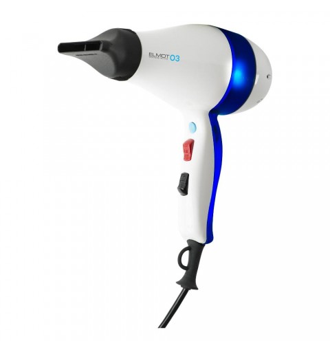 Elmot O3 OSSIGENO ATTIVO Asciugacapelli Professionale Brevettato 2100W bianco e blue