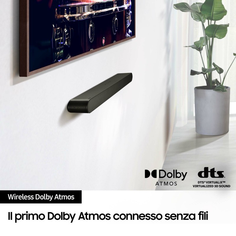 Samsung Soundbar HW-S60D ZF Serie S, 7 Speaker, Wireless Dolby Atmos, Audio a 5.0 Canali, Q-Simphony, Black 2024