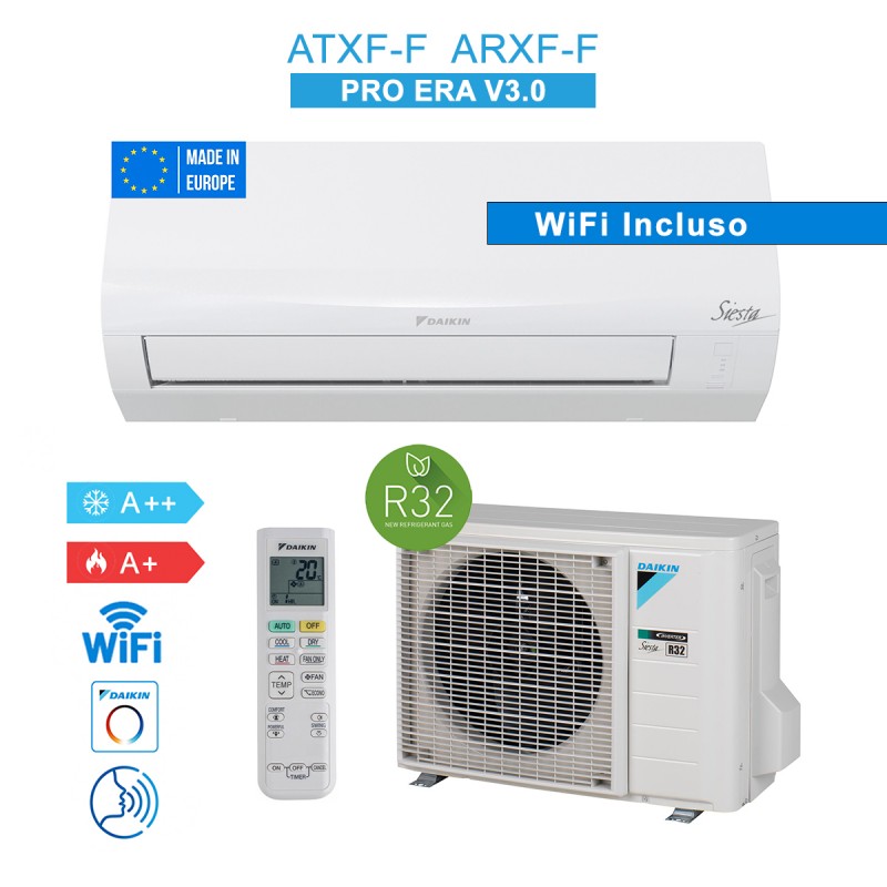 Daikin ATXF25F ARXF25F Climatiseur 9000Btu 2,5KW WiFi Siesta Pro Era V3.0 A++/A+ Inverter R32 Blanc