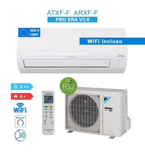 Daikin ATXF25F ARXF25F Aire Acondicionado 9000Btu 2,5KW WiFi Siesta Pro Era V3.0 A++/A+ Inverter R32 Blanco