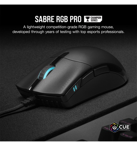 Corsair SABRE RGB PRO ratón Juego mano derecha USB tipo A Óptico 18000 DPI