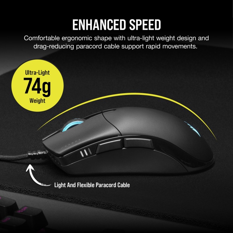 Corsair SABRE RGB PRO ratón Juego mano derecha USB tipo A Óptico 18000 DPI