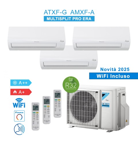 Daikin 3AMXF52A9 + 2x ATXF25G + ATXF35G Condizionatore Climatizzatore 2025 Trial Split 2x 9000 + 12000Btu A++/A+ WiFi Inverter