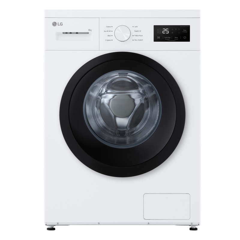 LG F4NA10S8NWK Lavatrice slim 8kg, Classe A, 1400 giri, Programma igiene con vapore, Top rimovibile, White