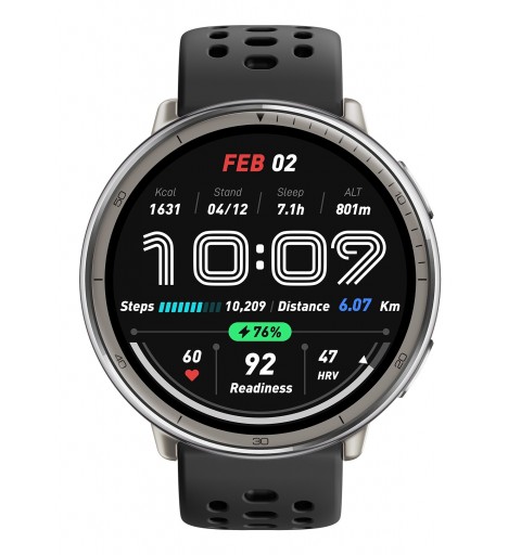 Amazfit Active 2 3,35 cm (1.32") AMOLED Digital 466 x 466 Pixel Touchscreen Silber GPS