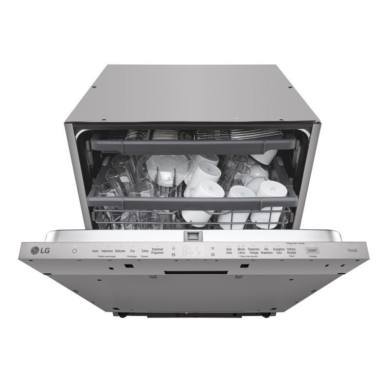 LG QuadWash DB243TX Lavastoviglie a scomparsa totale Serie 2, Classe D, 14 coperti, EasyRack+, Wi-Fi, Noble Steel