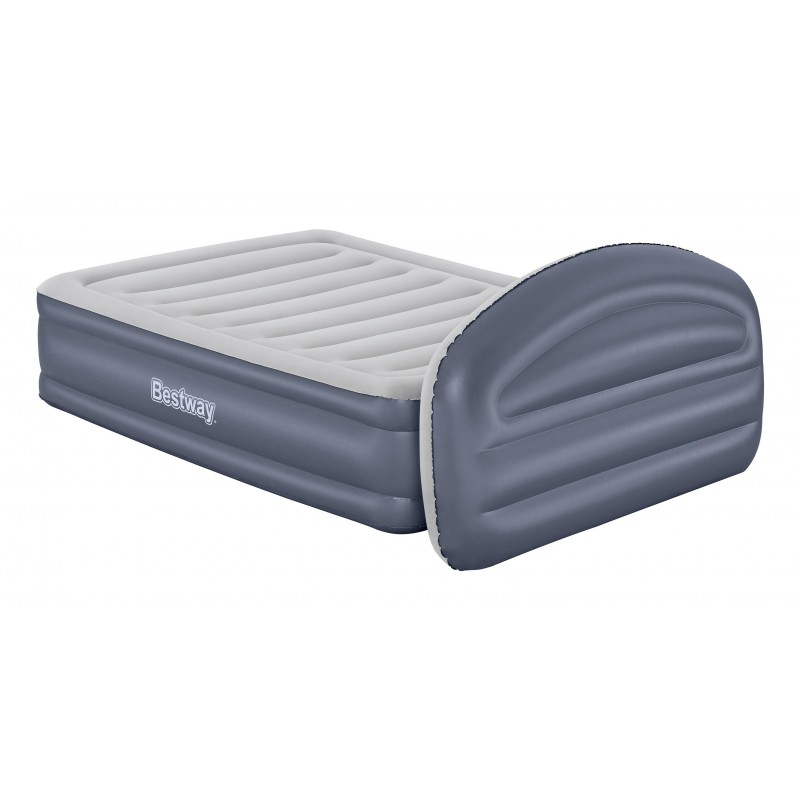 Bestway Matelas gonflable avec tête de lit 2 places Tritech LoungeLux avec pompe électrique intégrée 2,29 m x 1,52 m x 84 cm