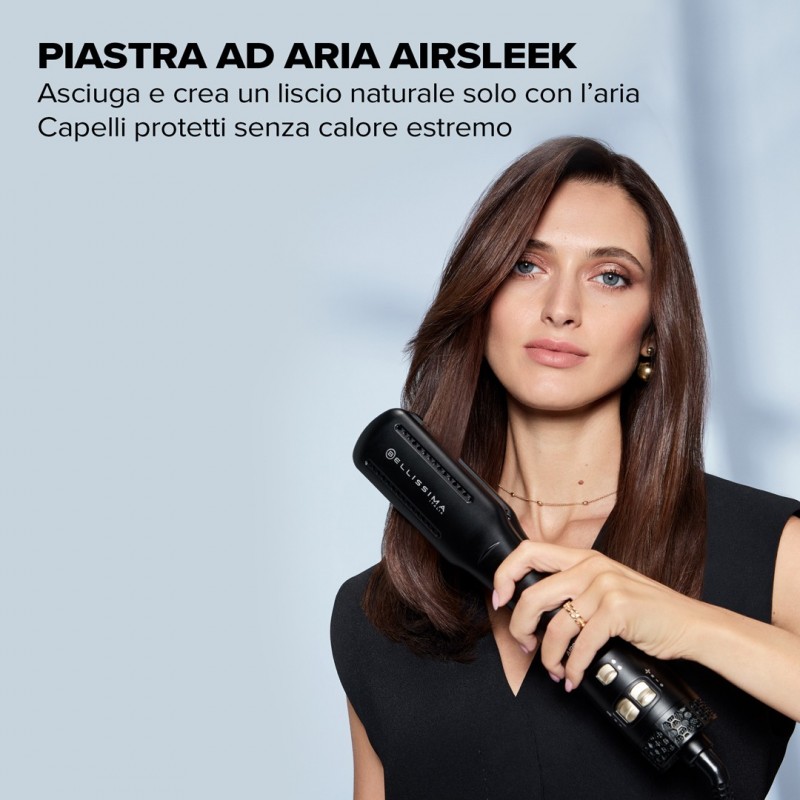 Bellissima Imetec AirSleek, Piastra lisciante 2in1, asciuga e crea un liscio naturale con l'aria, capelli protetti senza calore