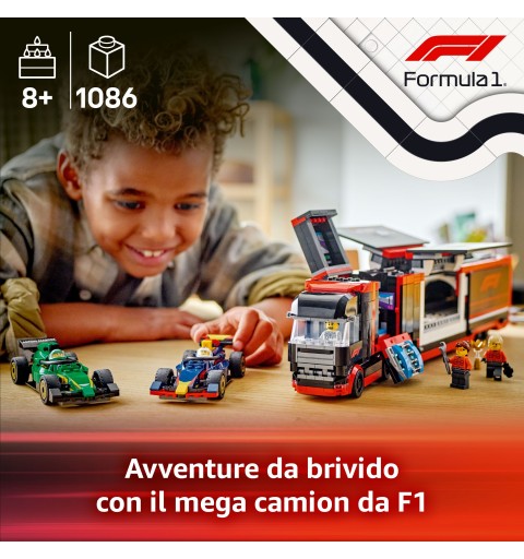 LEGO Autotrasportatore F1® con monoposto RB20 e AMR24 F1®