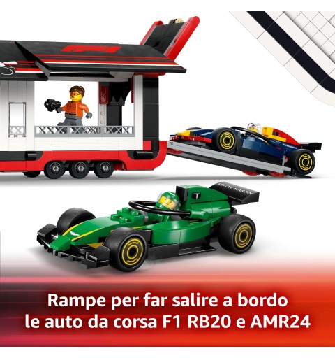 LEGO Autotrasportatore F1® con monoposto RB20 e AMR24 F1®